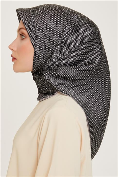 Armine Klasik Desenli Twill Saf İpek Eşarp 9210D 80 03