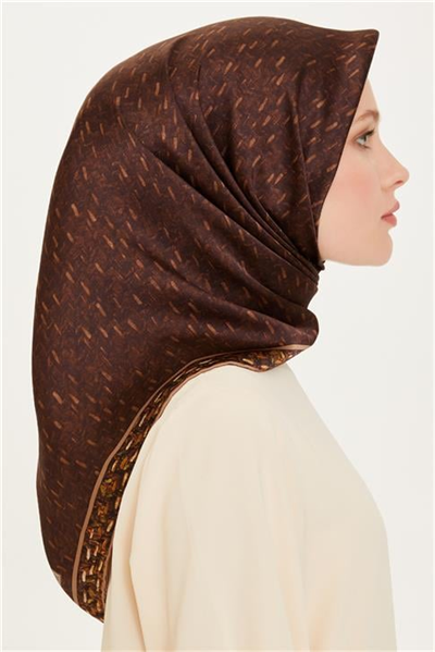 Armine Klasik Desenli Twill Saf İpek Eşarp 9230D 51