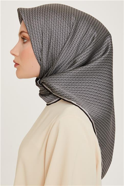 Armine Klasik Desenli Twill Saf İpek Eşarp 9250D 01