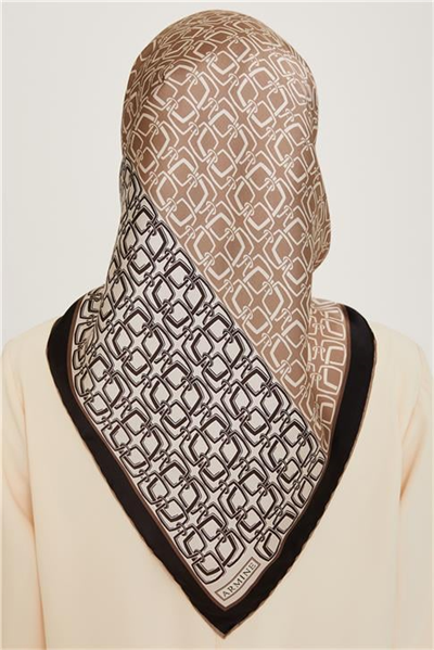 Armine Klasik Desenli Twill Saf İpek Eşarp 9248D 05 32
