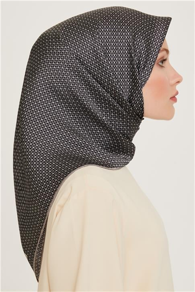 Armine Klasik Desenli Twill Saf İpek Eşarp 9210D 80 03