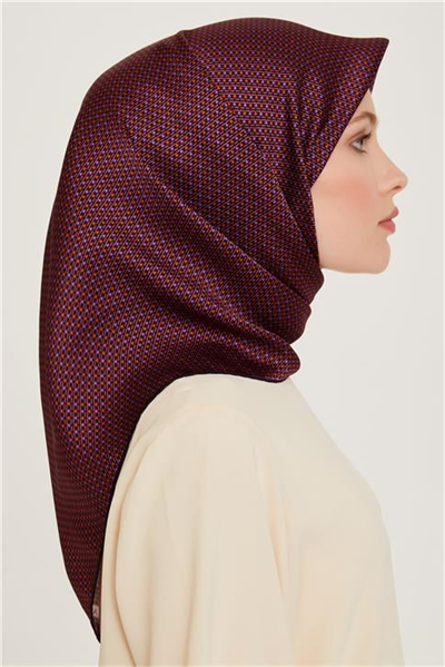 Armine Klasik Desenli Twill Saf İpek Eşarp 9210D 80 01