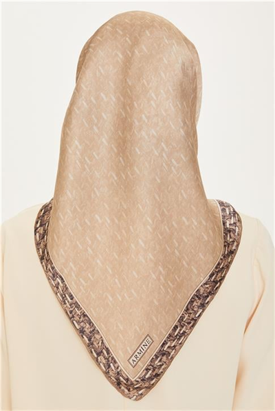 Armine Klasik Desenli Twill Saf İpek Eşarp 9230D 05