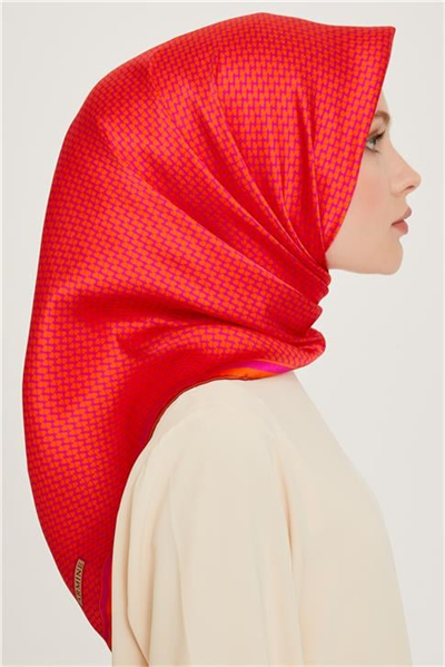 Armine Klasik Desenli Twill Saf İpek Eşarp 9243D 04 33