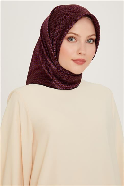 Armine Klasik Desenli Twill Saf İpek Eşarp 9210D 80 01