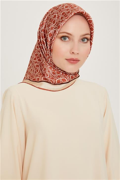 Armine Klasik Desenli Twill Saf İpek Eşarp 9248D 05 34