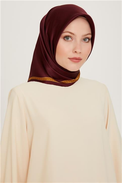 Armine Klasik Desenli Twill Saf İpek Eşarp 9261D 07 51