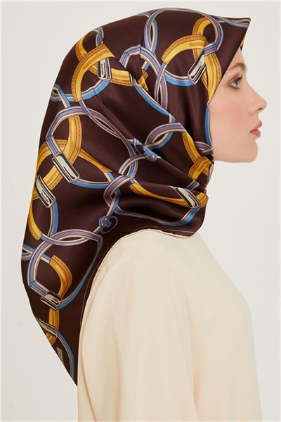 Armine Klasik Desenli Twill Saf İpek Eşarp 9203D 38