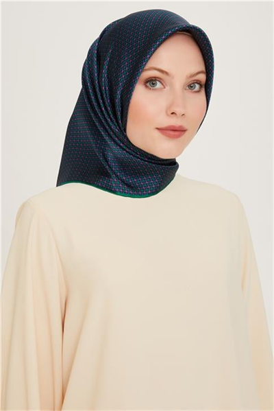 Armine Klasik Desenli Twill Saf İpek Eşarp 9210D 80 84
