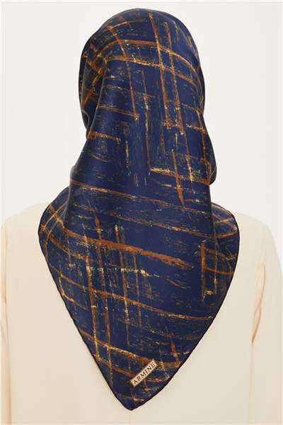 Armine Klasik Desenli Twill Saf İpek Eşarp 9258D 03