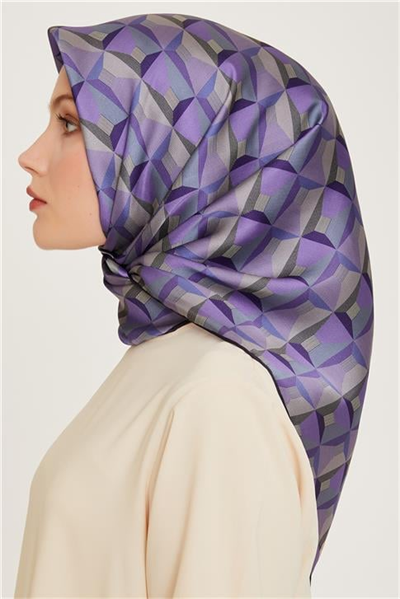 Armine Klasik Desenli Twill Saf İpek Eşarp 9204D 37