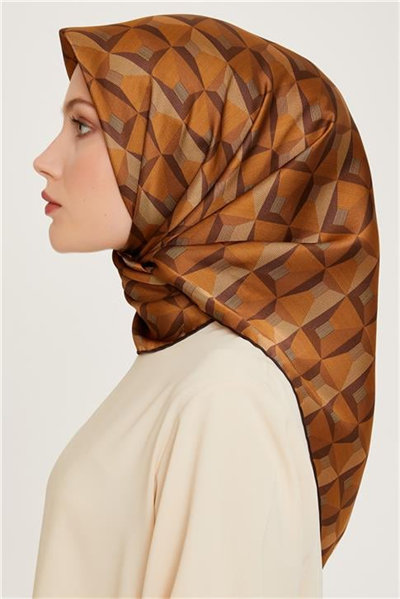 Armine Klasik Desenli Twill Saf İpek Eşarp 9204D 31