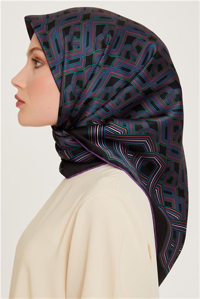 Armine Klasik Desenli Twill Saf İpek Eşarp 9213D 80