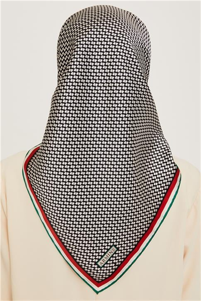 Armine Klasik Desenli Twill Saf İpek Eşarp 9243D 04 80