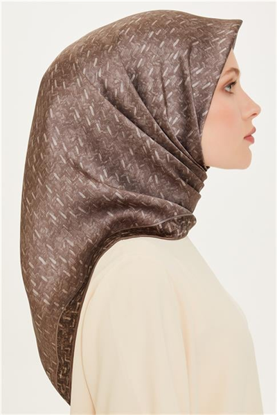 Armine Klasik Desenli Twill Saf İpek Eşarp 9230D 86