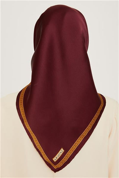 Armine Klasik Desenli Twill Saf İpek Eşarp 9261D 07 51