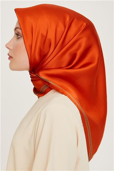 Armine Klasik Desenli Twill Saf İpek Eşarp 9261D 07 83