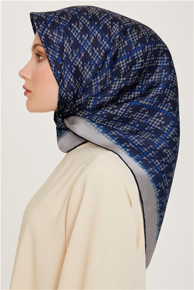 Armine Klasik Desenli Twill Saf İpek Eşarp 9239D 83