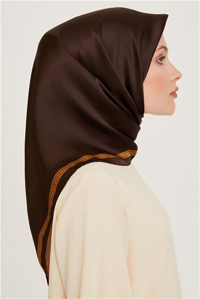 Armine Klasik Desenli Twill Saf İpek Eşarp 9261D 07 52