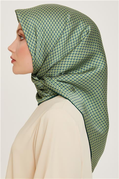 Armine Klasik Desenli Twill Saf İpek Eşarp 9210D 80 50