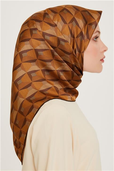 Armine Klasik Desenli Twill Saf İpek Eşarp 9204D 31