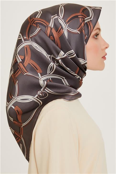 Armine Klasik Desenli Twill Saf İpek Eşarp 9203D 51