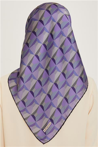 Armine Klasik Desenli Twill Saf İpek Eşarp 9204D 37