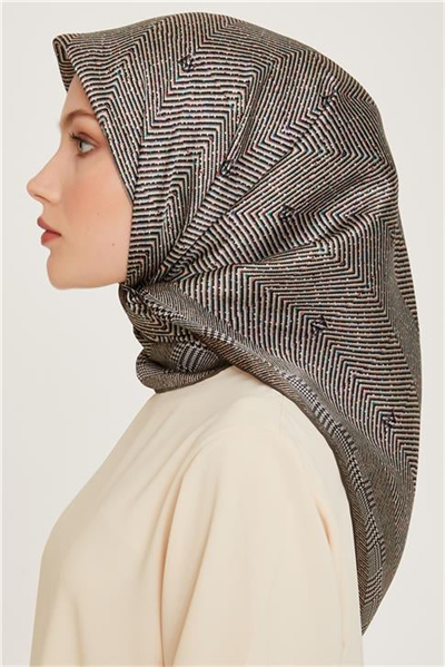 Armine Klasik Desenli Twill Saf İpek Eşarp 9252D 03 84