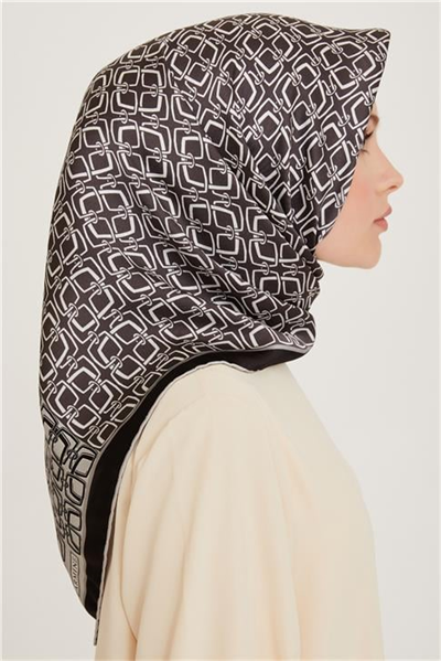 Armine Klasik Desenli Twill Saf İpek Eşarp 9248D 05 05