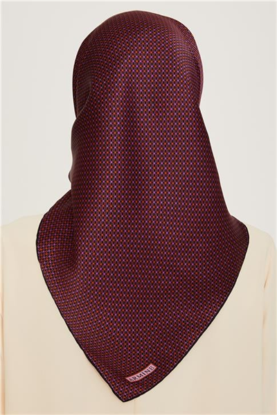 Armine Klasik Desenli Twill Saf İpek Eşarp 9210D 80 01