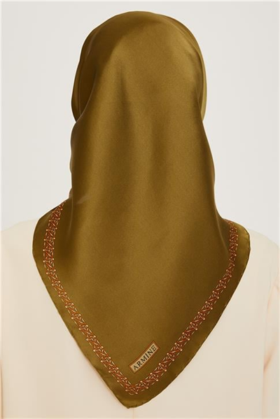 Armine Klasik Desenli Twill Saf İpek Eşarp 9260D 57