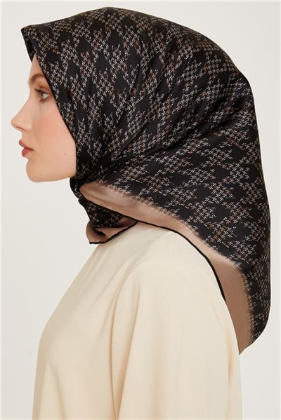 Armine Klasik Desenli Twill Saf İpek Eşarp 9239D 81