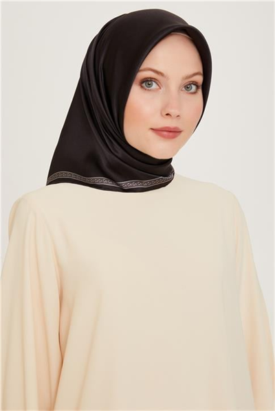 Armine Klasik Desenli Twill Saf İpek Eşarp 9261D 07 82