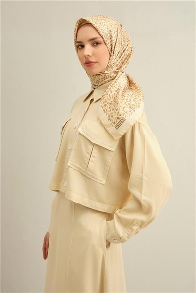 Armine Leopar Desenli Saf İpek Sura Eşarp 9352D 34