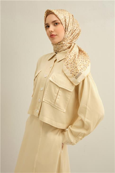Armine Leopar Desenli Saf İpek Sura Eşarp 9352D 34