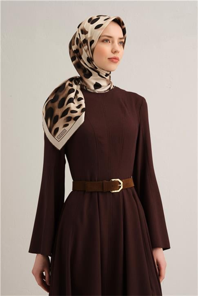 Armine Leopar Desenli Saf İpek Sura Eşarp 9320D 51
