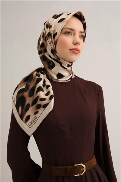 Armine Leopar Desenli Saf İpek Sura Eşarp 9320D 51