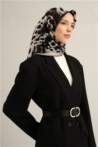 Armine Leopar Desenli Saf İpek Twill Eşarp 9320D 32