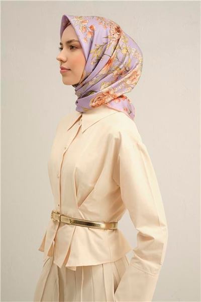 Armine Leopar Desenli Saf İpek Twill Eşarp 9347 50