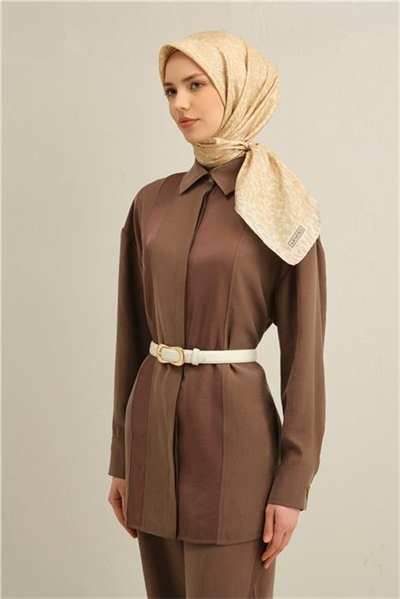 Armine Leopar Desenli Saf İpek Twill Eşarp 9352D 50