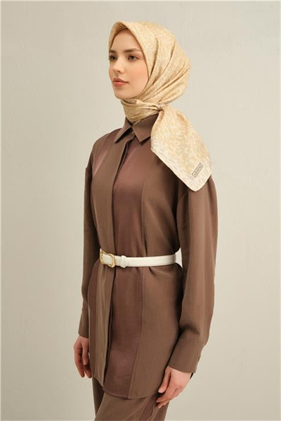 Armine Leopar Desenli Saf İpek Twill Eşarp 9352D 50