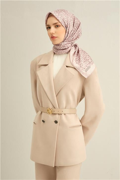 Armine Leopar Desenli Saf İpek Twill Eşarp 9352D 82