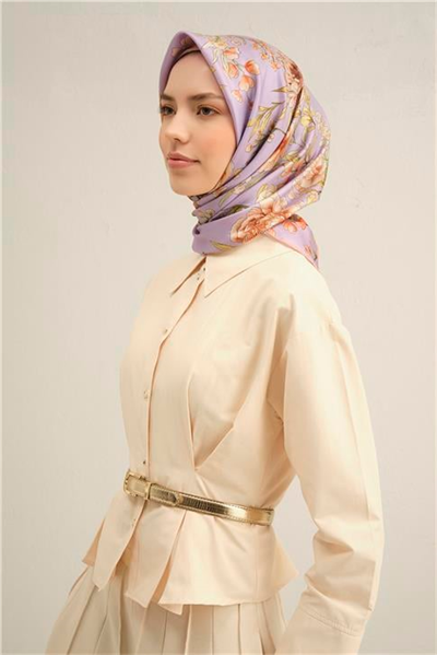 Armine Leopar Desenli Saf İpek Twill Eşarp 9347 50