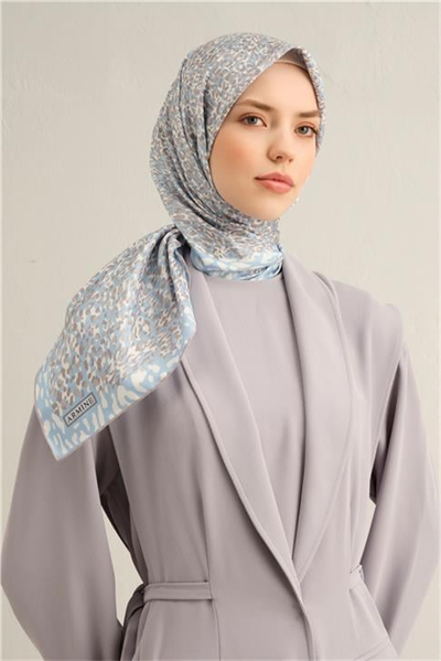 Armine Leopar Desenli Saf İpek Twill Eşarp 9352D 04