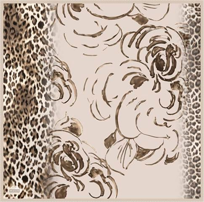 Armine Leopar Desenli Saf İpek Twill Eşarp 9355D 04