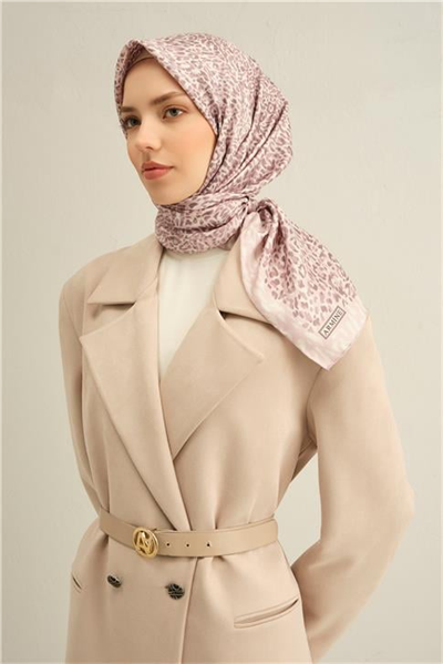 Armine Leopar Desenli Saf İpek Twill Eşarp 9352D 82