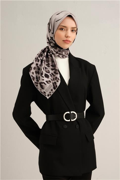 Armine Leopar Desenli Saf İpek Twill Eşarp 9355D 09