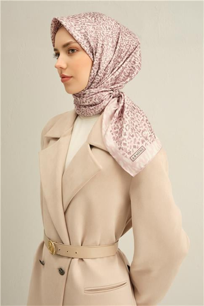 Armine Leopar Desenli Saf İpek Twill Eşarp 9352D 82