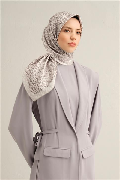 Armine Leopar Desenli Saf İpek Twill Eşarp 9352D 83