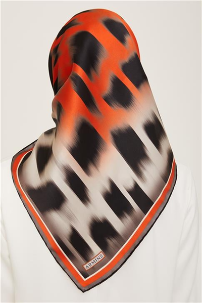 Armine Leopar Desenli Twill İpek Eşarp 24Ya9155 03